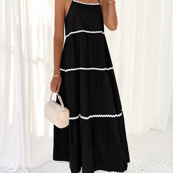 Boho Summer Dress Womens Spaghetti Strap Backless Maxi Flowing Sofa - Picture 3 of 6